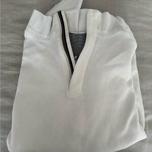 Hugo boss men’s white cotton v neck zip sweater